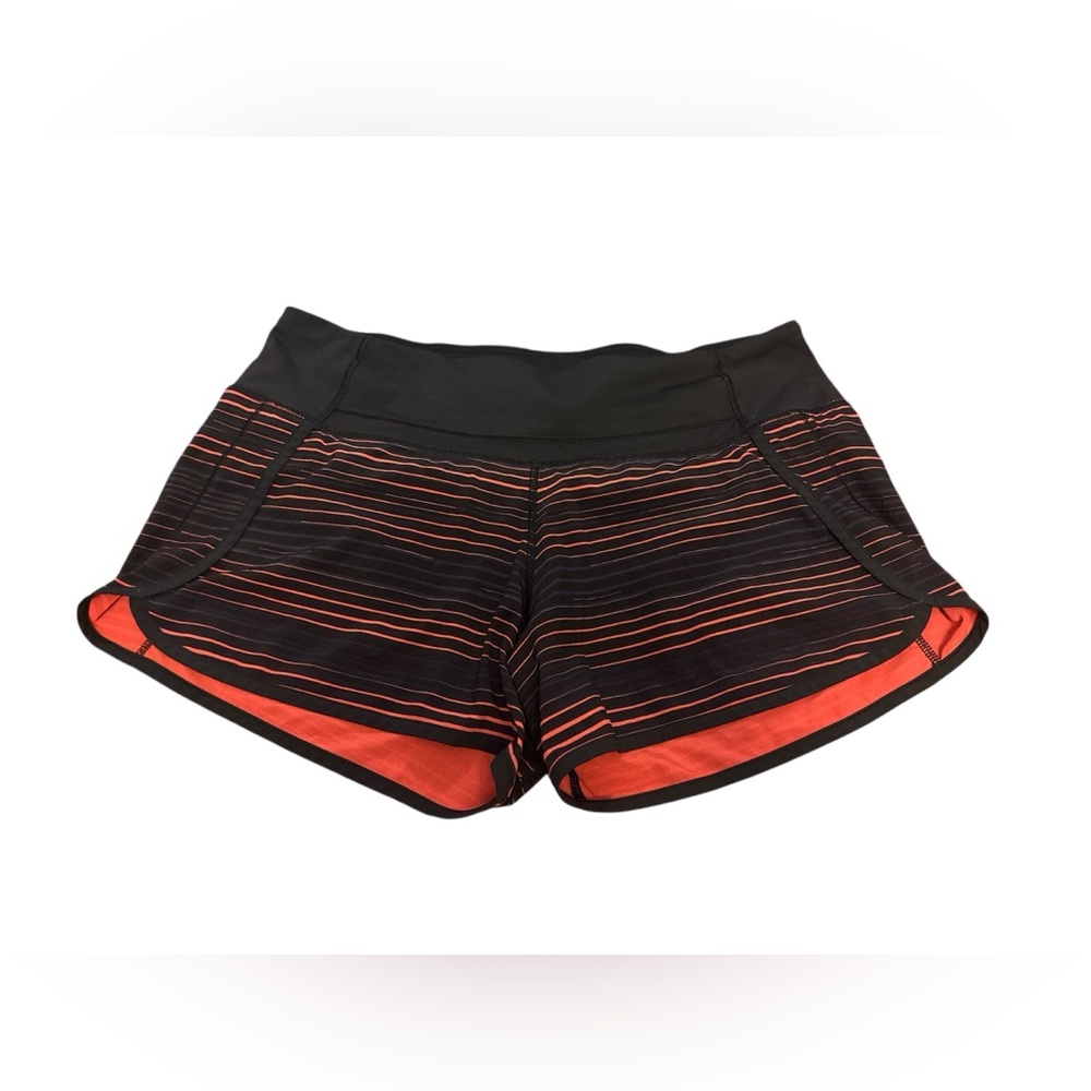 lululemon athletica Black and Orange Athletic Shorts 4”